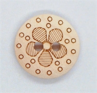 15 mm knap med blomst, i træ